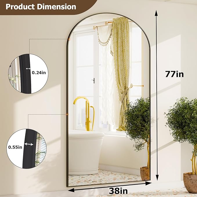GLSLAND-77 x38 Arched Full Length Mirror - Image 5