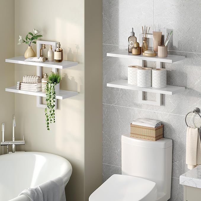 HOOBRO Floating Shelves, 15 Inch Wall Shelf Set of 2, Wall Mounted Storage - Image 6