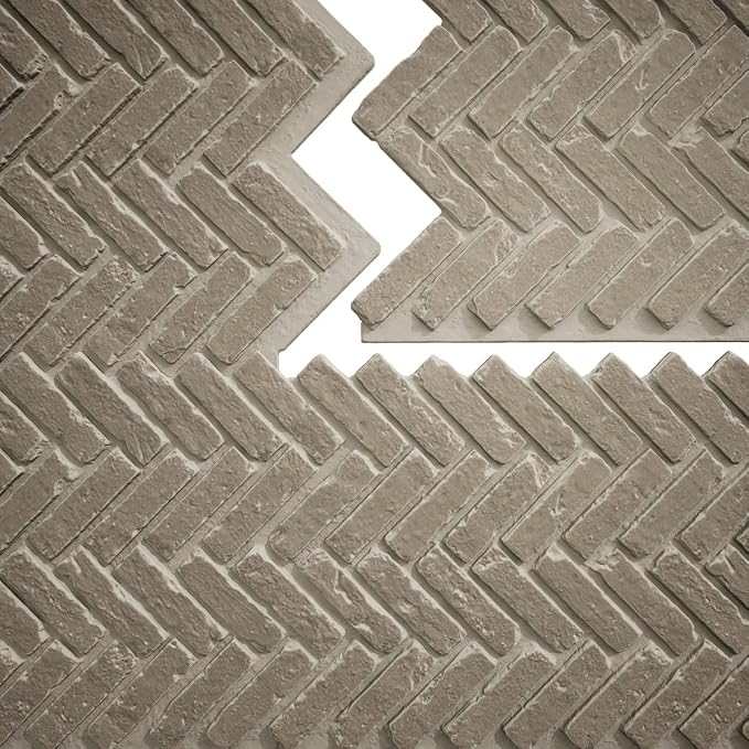 EverStone Herringbone Faux Brick Panel, 46 1/2"W x 25 1/4"H x 1"D, Antique - Image 9