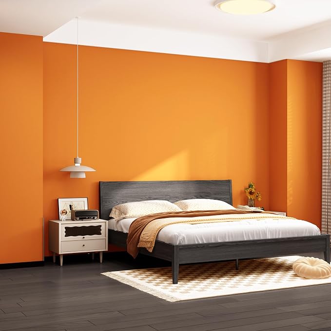 FUKU MON Vibrant Orange Peel and Stick Wallpaper 24" x 394" Solid Matte Contact - Image 3