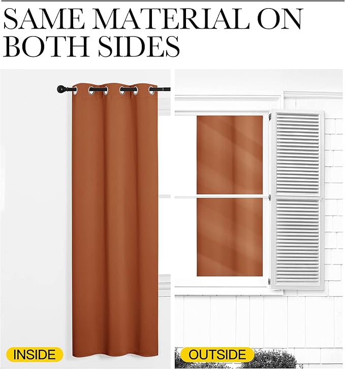 NICETOWN Burnt Orange Curtains for Sliding Glass Door, 84 inch Long, Grommet - Image 5