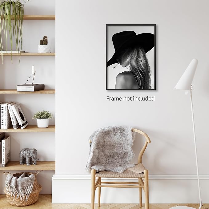 FuSatisYilife Trendy Black And White Wall Art Cool Western Woman Smoking Prints - Image 6
