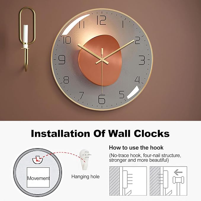 Ergocar Wall Clock, Art Deco Wall Clock, Non-Ticking Silent Modern Metal Wall - Image 6
