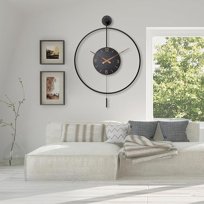 Pytha Sight Large Modern Wall Clock, 30.7× 20 Inch Big Metal Minimalist Arabic - Image 5