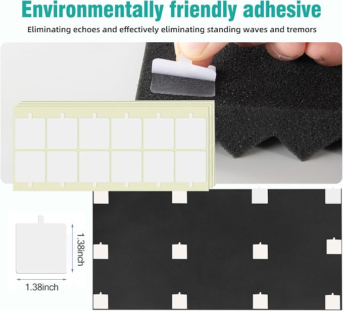 2 Pack Black Acoustic Foam Panels, High Density Soundproof Wall Panels - Image 3