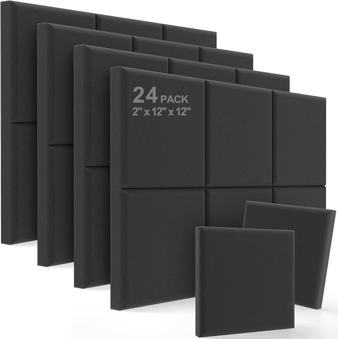 JBER Acoustic Studio Foam, 24 Pack 2" X 12" X 12" Round C-Panel Sound Foam by JBER