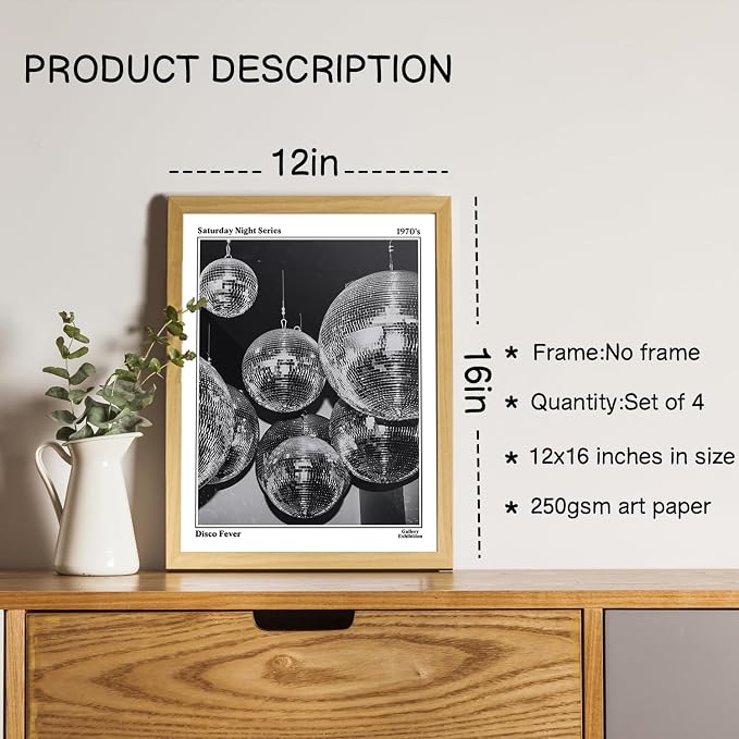 NaZaUK Trendy Preppy Retro Y2K Room Decor, Sufeasdf 70s Disco Ball Newspaper - Image 2