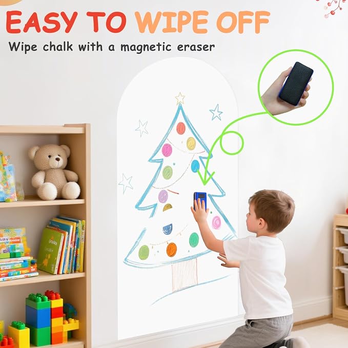 Arch Magnetic Wall Decal for Kids 39.3x17.5 Inch White Magnetic Chalk Board - Image 4