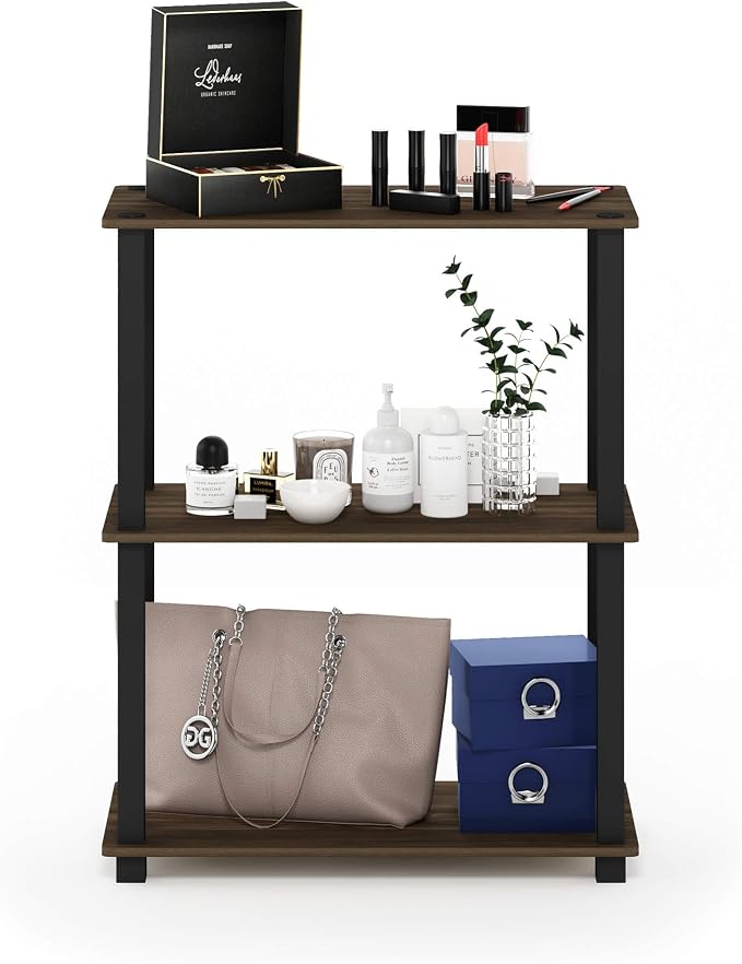 Furinno TURN-S-TUBE Storage Shelves, 3-Tier Book Shelf, Corner Shelf, Toolless - Image 3