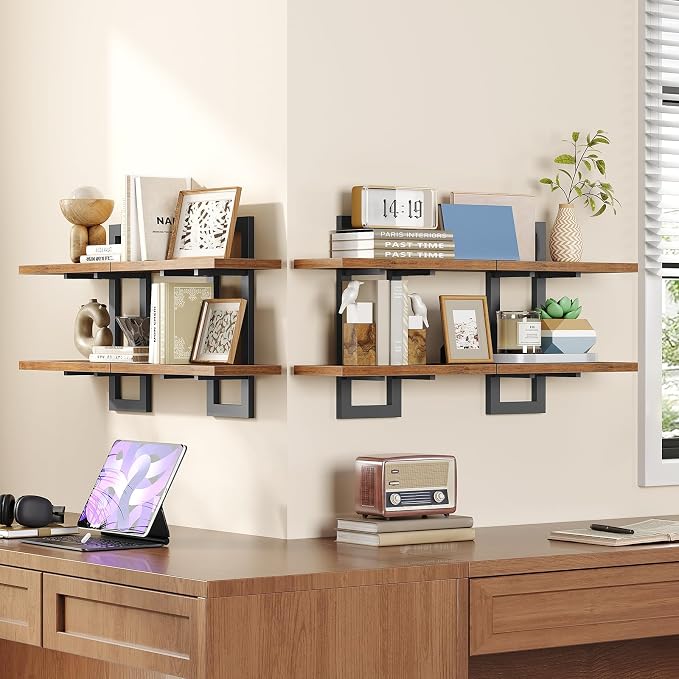 HOOBRO Floating Shelves, 15 Inch Wall Shelf Set of 4, Wall Mounted Storage - Image 5