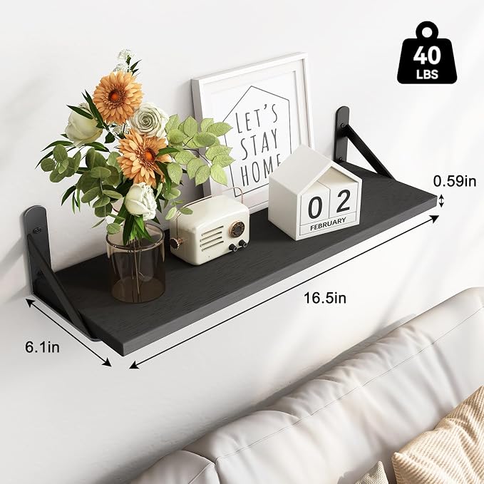 Fixwal Floating Shelves for Wall, Wood Wall Mounted Shelves for Bedroom - Image 3