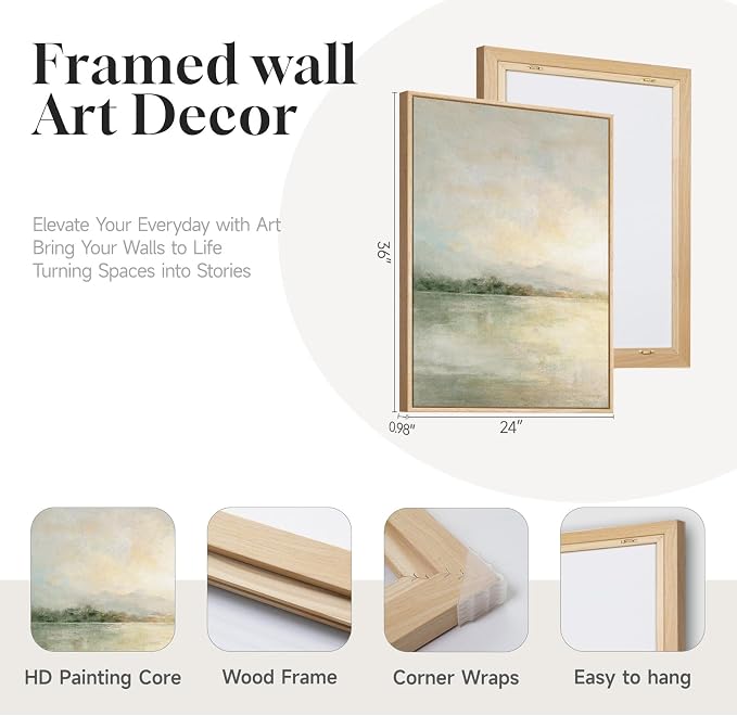 Framed Sage Green Abstract Wall Art - Image 5
