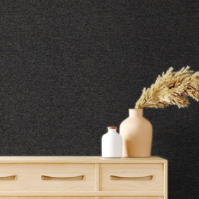 SHUFA Black Brown Cotton-Like Textured Grasscloth Wallpaper Matte Thick Real - Image 4