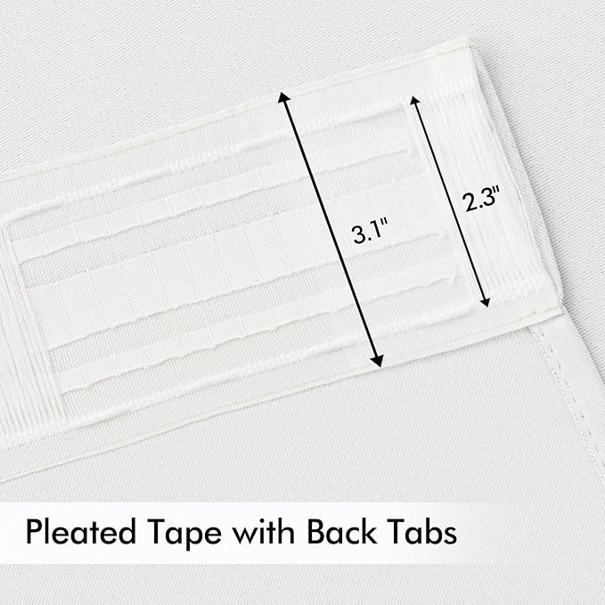 MIULEE Pure White Back Tab Blackout Curtains 120 Inch Long 2 Panels Set - Image 4