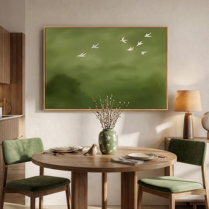 Framed Green Abstract Wall Art, Modern Minimalist Sage Green Canvas Prints - Image 4