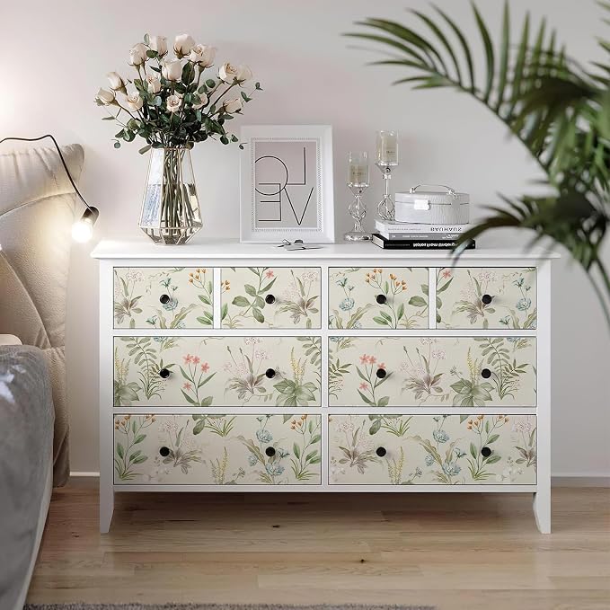 Simon&Siff Vintage Wallpaper Peel and Stick Beige Floral Contact Paper - Image 7