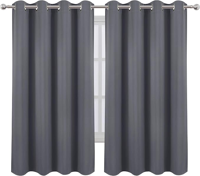 LEMOMO Grey Blackout Curtains 66 x 63 Inch Length/Set of 2 Curtain - Image 2