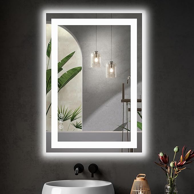DUMOS 24.1"x36.1" LED Bathroom Mirror, Smart Anti-Fog Bathroom Vanity Mirror by DumosLifestyle