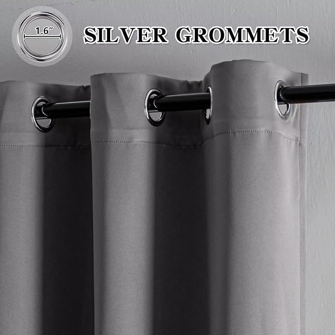 IGEMAEVE Light Grey Blackout Curtains 84 Inch Length 2 Panels Set, Grommet - Image 3
