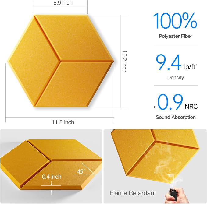 12 Pack Self-Adhesive Acoustic Panels 12" X 10" X 0.4" - Image 3