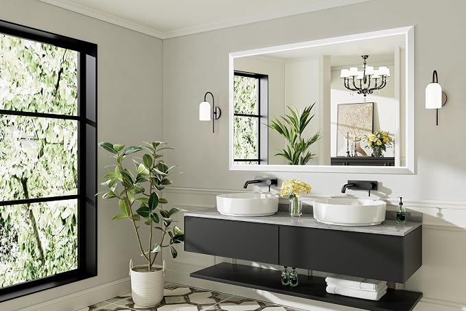 60x40 Inch White Bathroom Mirror - Image 8