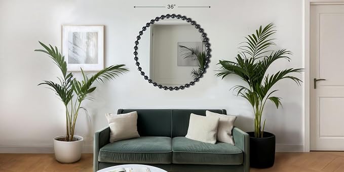 Madison Park Round Mirror, Metal Frame Circle Mirror 36 inch, Wall Art Decor - Image 2