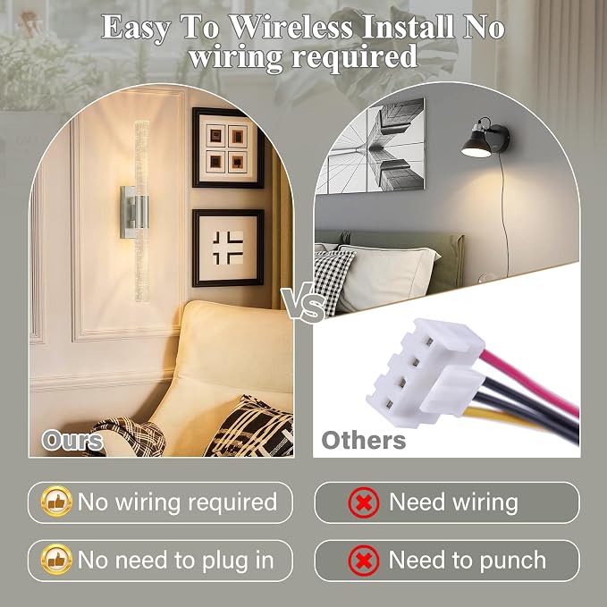 camuucci Battery Operated Wall Sconces Set of 2 Rechargeable Battery Powered - Image 3