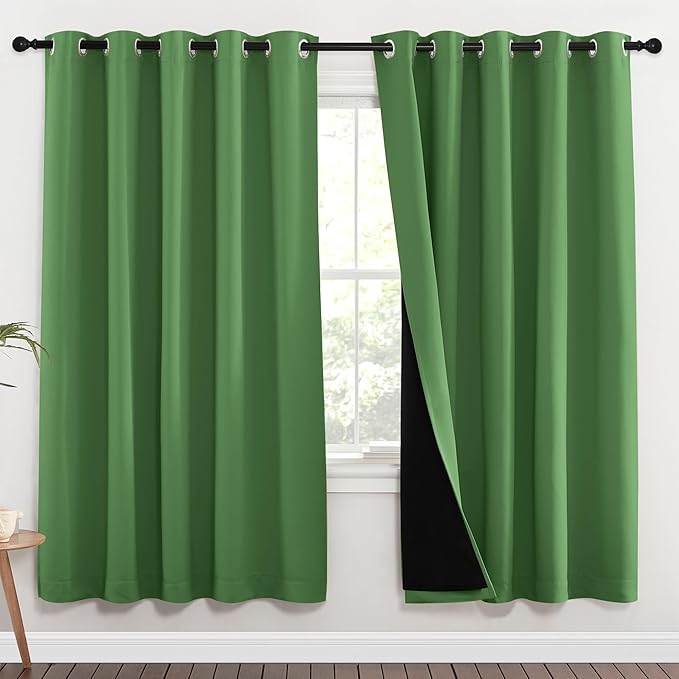 NICETOWN Full Shade Curtain Panels, 70 x 72 inch, Forest Green, Pair of Energy by NICETOWN