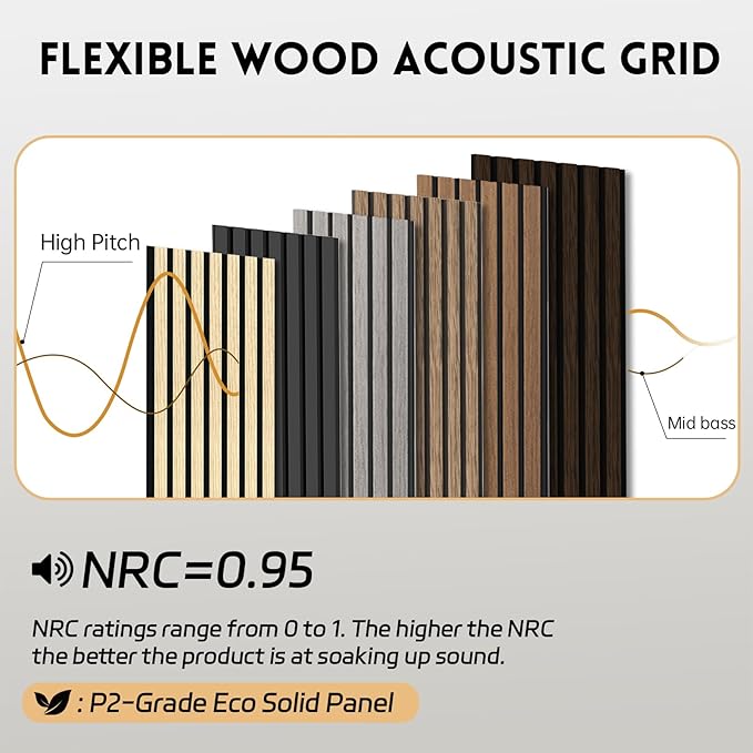 2 Pack Wood Panels for Wall, 106.3" × 11" Wood Slat Acoustic Panels for Wall - Image 3