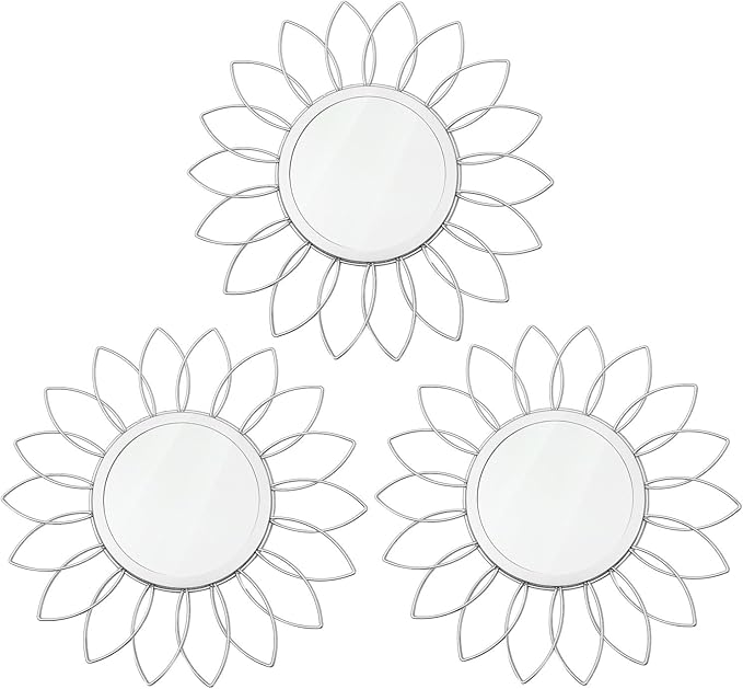 3 Pack Metal Mirrors for Wall Sunburst Wall Mirrors Home Décor Decorative by Uaussi