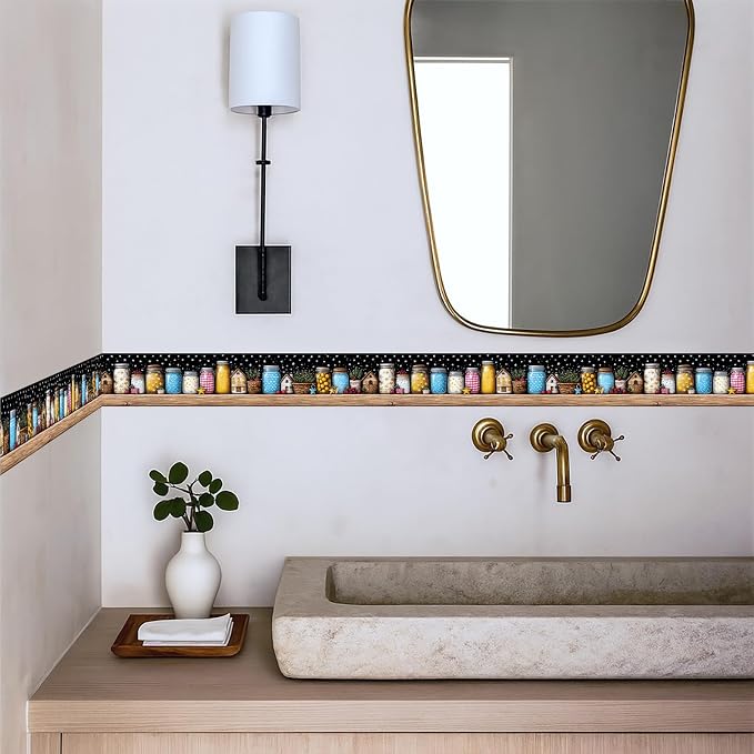 Mason Jar Wallpaper Border 196x4 Inch Removable Wall Border Peel and Stick - Image 3