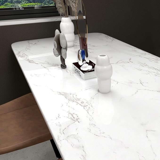 practicalWs Glossy Marble Contact Paper Granite White/Grey Kitchen Countertop - Image 7