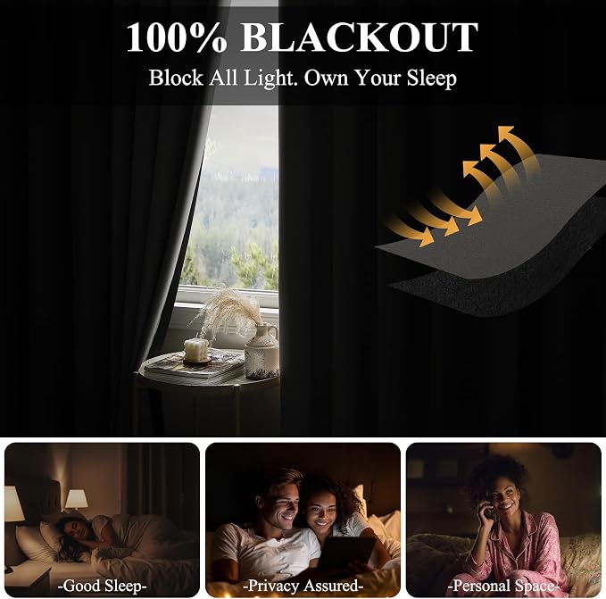 RYB HOME 100%Blackout Room Divider Curtain, Thermal Insulated&Privacy Assurd - Image 3