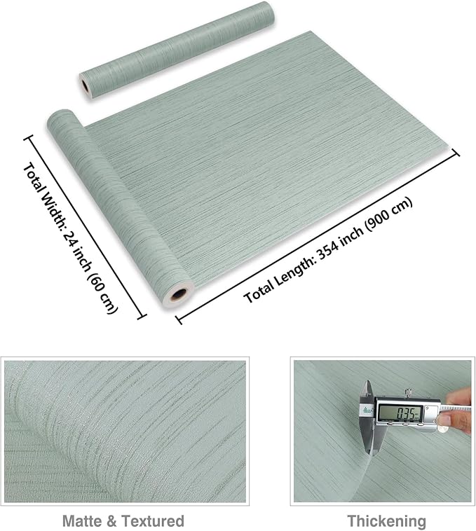 CRE8TIVE Large Size Mint Green Grasscloth Peel and Stick Wallpaper Textured - Image 7