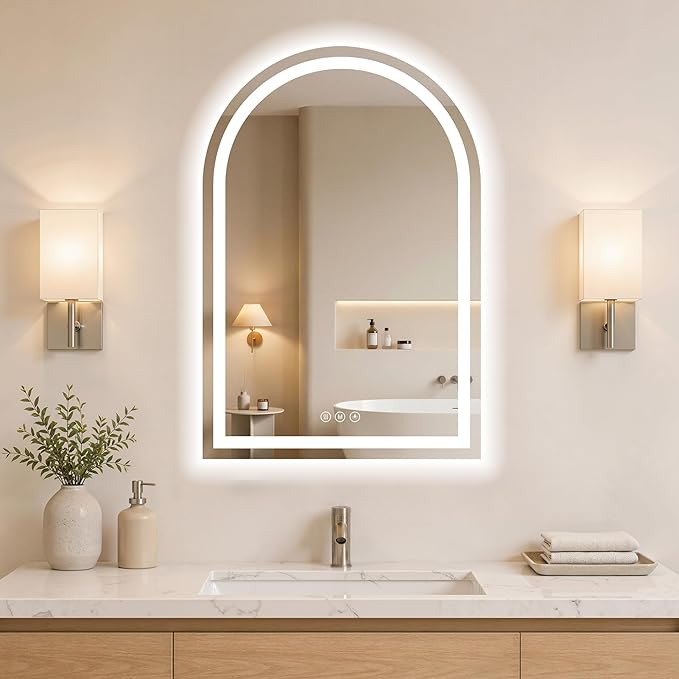 Arched LED Bathroom Mirrors by WISSMILESHOME