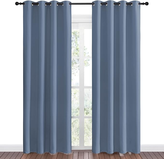 NICETOWN Stone Blue Room Darkening Curtain Panels 86" Length - Image 2