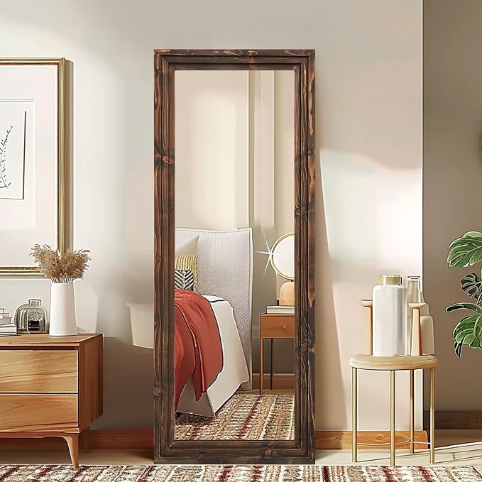 Full Length Mirror 58"x22" Solid Wood Frame Floor Large Mirror - Image 4