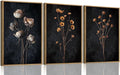 KISSFOX 3 Piece Moody Dried Flower Canvas Wall Art by KISSFOX