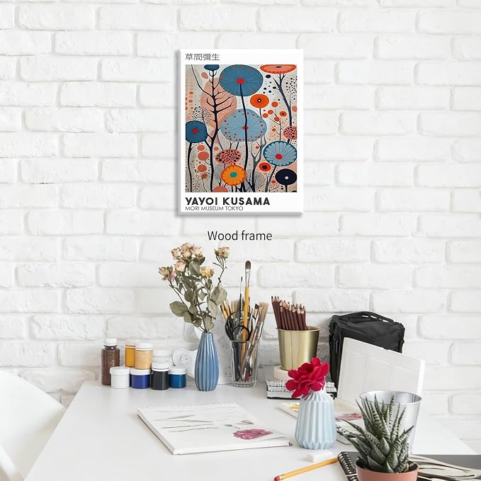 Yayoi Kusama Framed Wall Art 11x14in Vintage Japanese Painting Posters Tokyo - Image 6