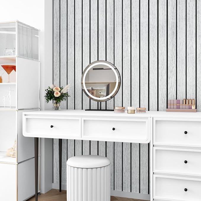White/Grey Wood Slat Panels for Interior Wall Decor Self Adhesive Textured 3D - Image 7