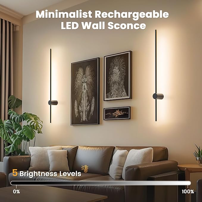 NIORSUN 35.4 Inch Battery Operated Wall Sconce Set of 2, 10 Colors Dimmable - Image 5