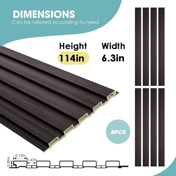 OUZUGIE WPC Acoustic Slat Wall Paneling, Living Room, TV Background, Study Room - Image 3