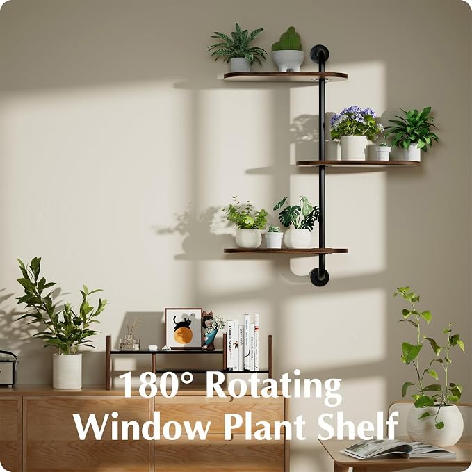 Rotating Window Plant Shelves 3-Tier, Wooden Window Shelf - Image 4