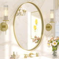 TETOTE Gold Oval Bathroom Mirror, 24 x 36 Brushed Brass Framed Wall Mounted by TETOTE