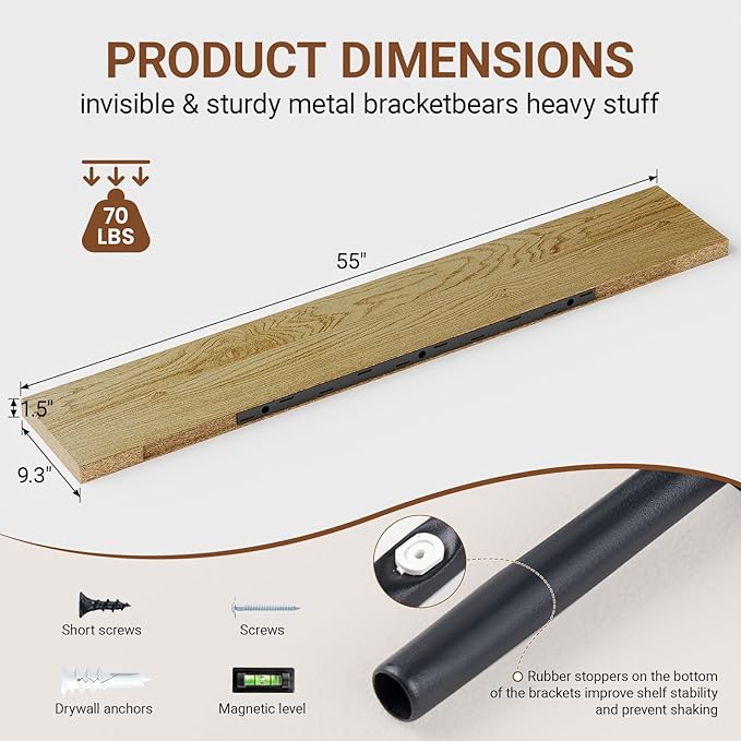 Heimlove 55 Inch Long Floating Shelves - Image 3