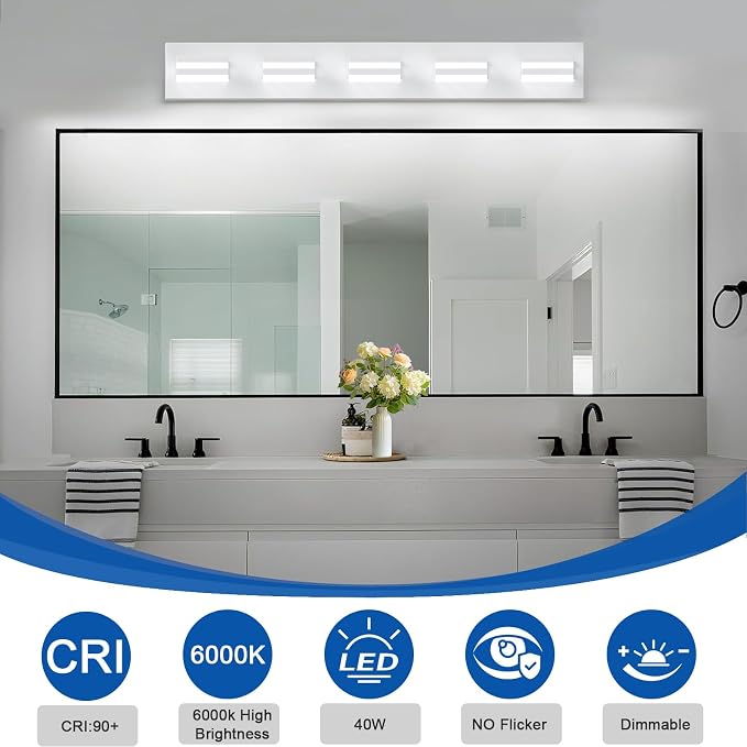 IZORRO LED Modern Bathroom Lights Fixtures, Matte White Acrylic Wall Lighting - Image 4