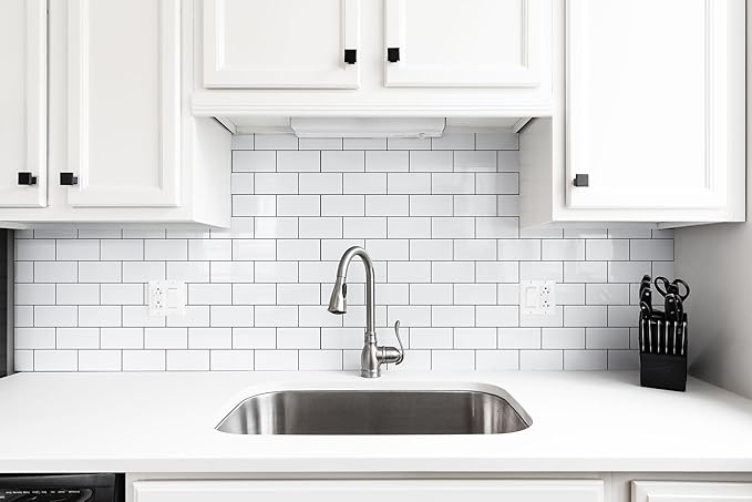 StyloVue Peel and Stick Backsplash Tile, 100-Piece 3" x 6" PVC Subway Tile - Image 2