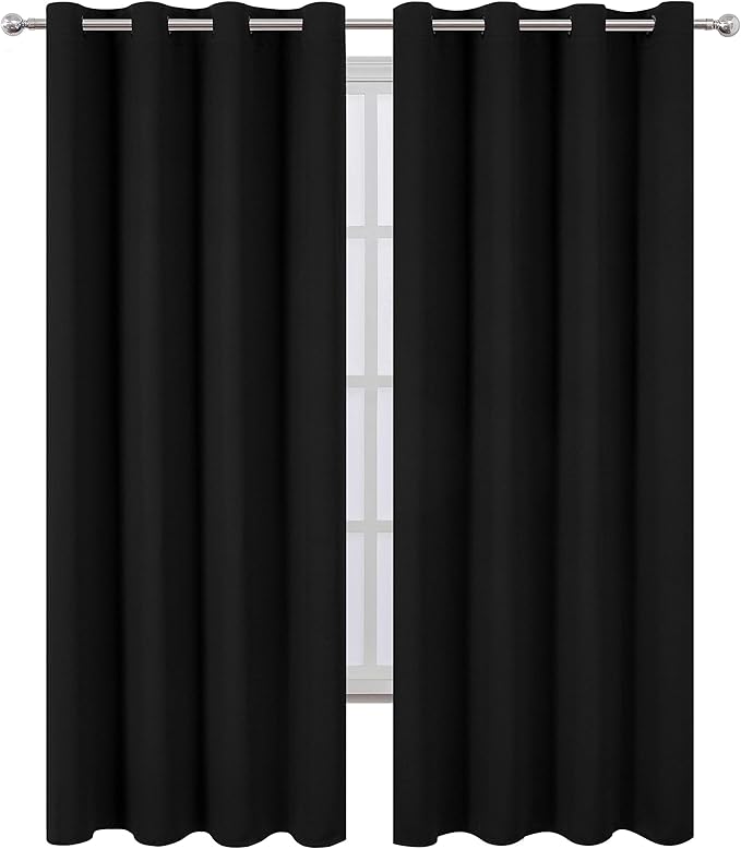 LEMOMO Blackout Curtains 66 x 84 inch/Black Curtains Set of 2 Panels/Thermal - Image 2