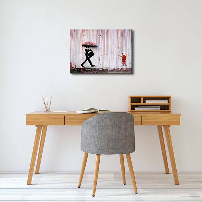 Wieco Art Banksy Raining Day or Colorful Graffiti Street Famous Canvas Prints - Image 5
