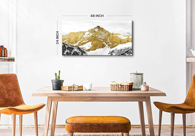 Large Golden Mountain Wall Art Abstract Black and Gold Mountain Wall Decor - Image 4